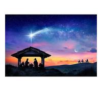 Renaiss 2.2x1.5m Naissance de Jésus Toile de Fond Scène de la Nativité Toile de Fond Noël Nuit étoiles désert Chameau Photographie Fond noël église décor Vinyle Photo Accessoires
