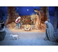 Renaiss 2.2x1.5m Scène de la crèche Toile de Fond Naissance de Jésus Photographie Fond Grange Christ Nativité Noël Nouveau-né Bébé Séance Photo Booth Accessoires de Studio en Vinyle