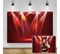 Renaiss 2.2x1.5m Scène rouge Spotlight Toile de fond Éclairage Musical Hall Club Concert Contexte pour la photographie Live Banner Music Show Enfants Anniversaire Adultes Portrait Vlogger Studio Props