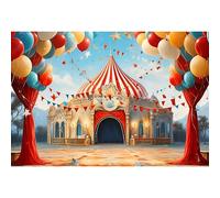 Renaiss 2.5x1.8m Toile de Fond Cirque Carnaval Grand Chapiteau Tente Photographie Fond Enfants Fête d'anniversaire Dessert Table Décor Carnaval Fête Bannière Vinyle Photo Studio Accessoires