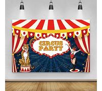 Renaiss 2.7x1.8m Cirque Carnaval Toile de Fond Tente de Cirque Rouge Animal Fond de Photographie Anniversaire d'enfants Décorations de fête Bannière Douche de bébé Accessoires Photo
