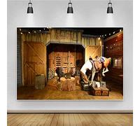 Renaiss 2.7x1.8m Old Western Cowboy Photographie Fond Wild West Saloon Selle Toile de Fond Enfant Homme Garçon Portrait Tir Fête Décoration Bannière Séance photomaton Vinyle Accessoires de Studio