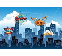 Renaiss 2.7x1.8m Super-héros Toile de Fond Bande dessinée Paysage Urbain Fond pour la Photographie garçon Fille Enfant fête d'anniversaire décoration Photo Youtube vidéo Shoot Studio Accessoires