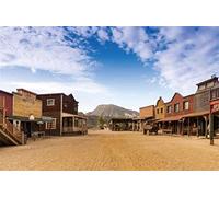 Renaiss 2.7x1.8m Western Cowboy Town Toile de Fond Vieux Far West Style Bar Photographie Fond Wagon Carriage Image Enfants Homme Adulte Portrait Tir Voyage Vacances Accessoires de Studio en Vinyle
