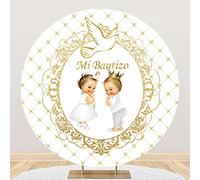 Renaiss 2x2m Ma première Sainte Communion Toile de Fond Ronde Garçon Fille Dieu bénisse Fond de Photographie Polyester Baptême Décor de fête Douche de bébé Anniversaire Accessoires Photo