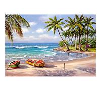 Renaiss 3.5x2.5m Hawaii Plage arrière-Plan été Bord de mer Palmiers Bateau Photographie Toile de Fond bébé Douche Enfants Adultes Portrait tir fête décoration Photo Studio Photographe Accessoires