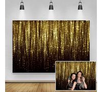 Renaiss 3x2.5m Fond de Photographie en Vinyle Noir Or Brillant (sans Paillettes) Toile de Fond Photo Thème rêveur Mariage Enfants Adultes Anniversaire Festival fête décor Accessoires Photo