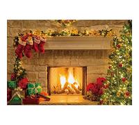 Renaiss 3x2.5m Noël Photo Toile de Fond Cheminée Intérieur Vintage Arbre De Noël Bas Photographie Fond Enfants Portrait Photobooth Fête De Noël Bannière Décorations Photo Studio Props