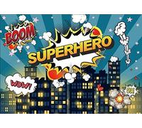 Renaiss 3x2.5m Super-héros Toile de Fond pour la Photographie Bande dessinée Ville Nuit scène bâtiment Fond Enfant garçon fête d'anniversaire bannière bébé Douche Youtube vidéo Studio Accessoires