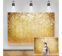 Renaiss 3x2.5m Toile de Fond Photo Bokeh doré (sans Paillettes) Fond de Photographie en Vinyle moucheté de Particules dorées Mariage Enfants Adultes fête d'anniversaire décor Accessoires Photo
