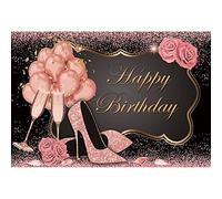 Renaiss 3x2m Rose Anniversaire Toile de Fond Glitter Brillant Cristal Chaussures Ballon Rose Décorations De Fête 16e 18e 20e 30e Fille Adulte Femmes Gâteau Table Bannière Photo Booth Fond De Tir