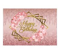 Renaiss 3x2m Rose Joyeux Anniversaire Toile de Fond Or Rose Paillettes étincelle Ballon Fleurs Photographie Fond Femmes Douce Princesse Fille 18e 21e Anniversaire fête décor Accessoires