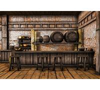 Renaiss 3x2m Rustique Saloon minable Taverne Toile de Fond Barre en Bois Cow-Boy Occidental Fond de Photographie Décor de fête Homme Enfants Adultes Portrait Accessoires de Studio Photo Vinyle