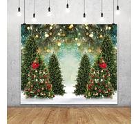 Renaiss 4.5x3m Fond d'hiver pour Noël Sapin Bokeh Neige Fond Photographique pour fête de Fin d'année Décoration d'intérieur Studio Photo Booth Accessoires Portraits Prise de Vue