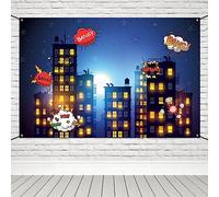 Renaiss Bannière sur le thème des super-héros de 1,8 x 1,1 m - Horizon de superville - Fournitures de décoration de fête pour enfants - Gratte-ciel, nuit étoilée, fond de ville - Bang Comic Con -