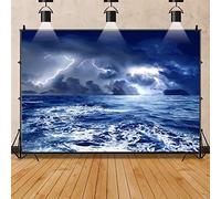Renaiss Toile de fond pour séance photo pour adultes et enfants - Portrait d'éclair éblouissant - Océan - Nuit de l'océan - Mer des Caraïbes - Photographie d'anniversaire sur le thème des pirates