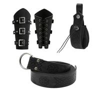 Renaissance Accessories, Vintage Medieval Belt Pouch, 7.68x9.45x6.69 inches Leather Waist Bag with Drawstring and Flap, Retro Costume Accessories for Cosplay, LARP, Festival, Fair Events Use