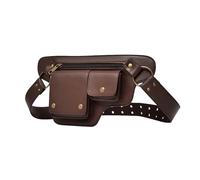 Renaissance Belt Pouch - 32x2x17cm Strap Leather Satchel, Multi-Pocket Utility Bag, Vintage Style avec Fermeture Sécurisée | Sac Renaissance pour Homme Femme Pirate Cosplay Festival Voyage Course