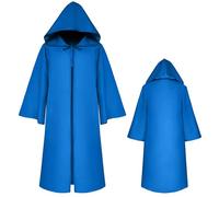 Renaissance Cape à capuche Halloween Costume de vampire Cape pour homme Tenue de sorcier Manteau Cape de magicien Costume de vampire Adulte Unisexe Bleu S