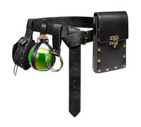 Renaissance Ceinture Pochette Porte-monnaie Jupe Randonnée Festival Médiéval Costume Halloween Accessoires Casual Fanny Pack Sac banane Sac banane, Pochette et bouteille - Noir, 6.5''H x 4.1''L x 1.2