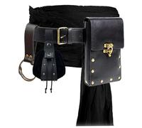 Renaissance Ceinture Pochette Porte-monnaie Jupe Randonnée Festival Médiéval Costume Halloween Accessoires Casual Fanny Pack Sac banane Sac banane, 4P - Noir, 6.5"H x 4.1"L x 1.2"W, Pochette ceinture