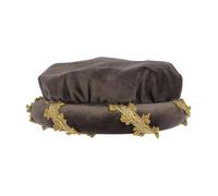Renaissance Costume Hat, Soft Velvet Medieval Roll Brim Headpiece with Gold Trim for Vintage Costume and Theatrical Performance Outfit for Cosplay, Parties, Stage Show, Masquerade Balls, 8cm/3.15inch