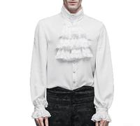 Renaissance Fair Ready Chemise sur le thème des vampires pour homme avec silhouette victorienne et encolure à volants (S Blanc)