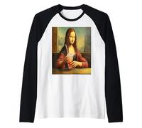 Renaissance Lisa Woman Boba Tea Humoristique Vintage Pop Mona Manche Raglan