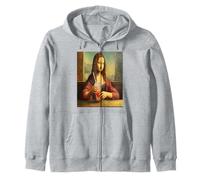 Renaissance Lisa Woman Boba Tea Humoristique Vintage Pop Mona Sweat à Capuche