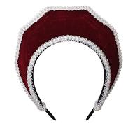 Renaissance médiévale Tudor Queen Coiffe pour femme Anne Boleyn Bandeau Royal Coronet élisabéthain Capuche Tiara Chapeau (Vin rouge)