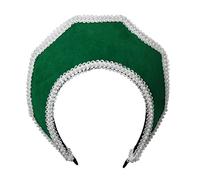 Renaissance médiévale Tudor Queen Coiffe pour femme Anne Boleyn Bandeau Royal Coronet élisabéthain Capuche Tiara Chapeau(vert-1)