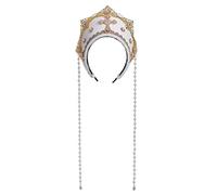 Renaissance médiévale Tudor Queen Coiffe pour femme Anne Boleyn Bandeau Royal Coronet élisabéthain Capuche Tiara Chapeau(Blanc)