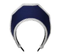 Renaissance médiévale Tudor Queen Coiffe pour femme Anne Boleyn Bandeau Royal Coronet élisabéthain Capuche Tiara Chapeau (Bleu foncé)