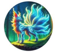 Renard à Neuf queues 1000 Pièces Puzzle pour Adultes Et Enfan Animal Puzzle Rond Décompression Créative Jeu Cadeau Unique 1000pcs (67.5x67.5cm)