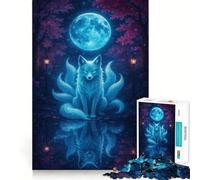 Renard à Neuf queues au Clair de Lune Puzzle de 1000 pièces pour Adultes Jeu de réflexion Loisirs et Divertissement Qualité supérieure Joli présent (38x52cm)