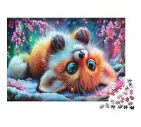 Renard à Sakura Set Puzzle 1000 Pièces pour Adolescents, Papier Recyclé,Mignon Renard à l'envers Décoration Intérieure, Art Mural, Cadeau Couples, Activité Indoor 52x38cm/1000pcs