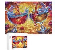 Renard ailé dans Sunset Flower Field Puzzle 300 Pièces pour Famille Soirée Puzzle Résolution De Problèmes Cadeau pour Cohésion 300 PCS