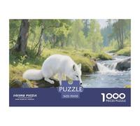 Renard Arctique Neige pour Adultes Puzzles 1000 Pièces Animal Jeux Éducatifs Décoration Intérieure Jeu De Défi Familial Cadeaux d'anniversaire pour Noël Relaxation Et Sagesse 70x50cm/1000pcs