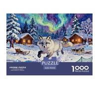 Renard Arctique Puzzle en Bois Imperméable DIY Puzzles De 1000 Pièces pour Adultes Coloré De Décoration pour La Maison