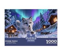 Renard Arctique Puzzle en Bois Imperméable Puzzles De 1000 Pièces pour Adultes Cadeaux Amusant De Décoration pour La Maison