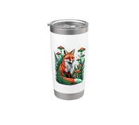 Renard avec Champignons Motif Forêt Nature Gobelet isotherme en acier inoxydable double paroi