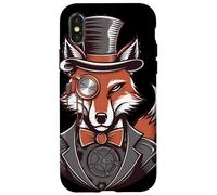 Renard avec Chapeau Haut De Forme Monocle Coque pour iPhone X/XS