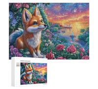 Renard avec des Ailes dans Sunset Meadow Puzzle 300 Pièces pour Adultes Session Puzzle Exercice du Cerveau Cadeau pour Passionnés 300 PCS