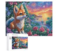 Renard avec des Ailes dans Sunset Meadow Puzzle 500 Pièces pour Famille Activité De Table Résolution Logique Cadeau pour Temps De Qualité 500 PCS