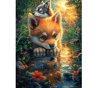 Renard avec un écureuil dans la forêt magique 1000 Pièces Puzzle Adulte En Carton Rigide Haute Qualité Conte de fées d'accompagnement magique Très Difficile Haute Difficulté Anti-Stress Décoration Mur