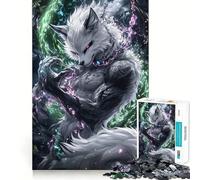 Renard Blanc à l'énergie Lumineuse Puzzle de 1000 pièces pour Adolescents Jeu de Concentration mentale Découpe de précision Bords Lisses pour Les fêtes (38x26cm)