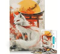 Renard Blanc à Queue Rouge Puzzle 1000 pièces pour Adultes Entraînement cérébral ludique Pièces nettes et sans bavures Activité de Groupe réconfortante (38x52cm)