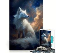 Renard Blanc dans Un Paysage céleste Puzzle de 1000 pièces pour Adultes Jeu de mémoire et de réflexion Découpe Fine Finition Premium Un Moyen captivant de Passer Le Temps (50x75cm)