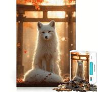 Renard Blanc dans Un Paysage d'automne Puzzle de 1000 pièces Jeu de réflexion Découpe Experte Artisanat Fascinant pour Les Moments de détente (38x52cm)