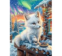 Renard blanc dans une forêt enneigée 300 Pièces Puzzle Personne Âgée En Carton Épais Sans Déformation Rêve magique de science-fiction Facile Débutant Anti-Stress Thérapie Occupationnelle Petit Prix 30